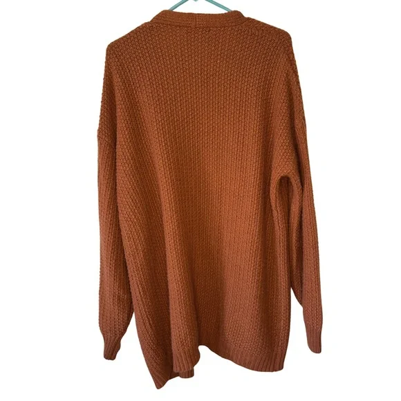 Merokeety Women's Warm Brown Long Sleeve Open Front Knit Cardigan Size Large - Picture 2 of 4